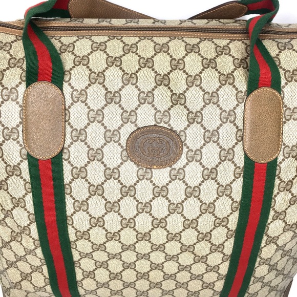 Authentic Gucci XL Tote/ travel bag brown monogram coated canvas with leather - Picture 9 of 15